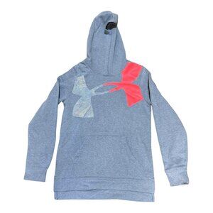 Under Armour Youth Large Loose Fit ColdGear Hoodie Grey With Red & Silver Logo